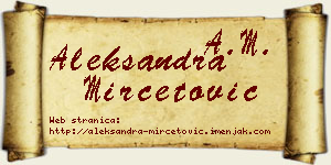 Aleksandra Mirčetović vizit kartica